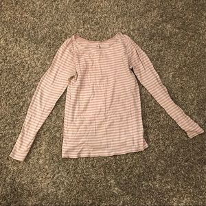 Gap Pink and white boat neck long sleeve shirt